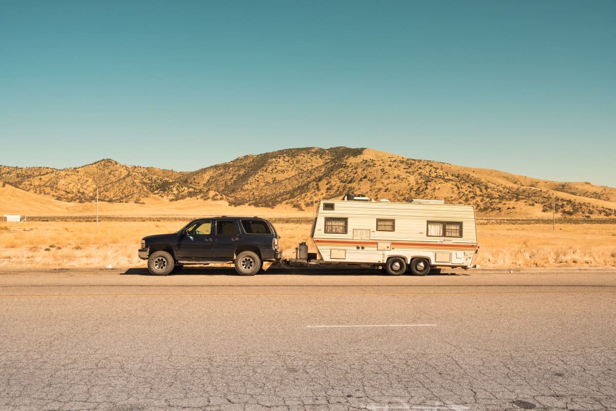 Road trip through arid mountain scenery