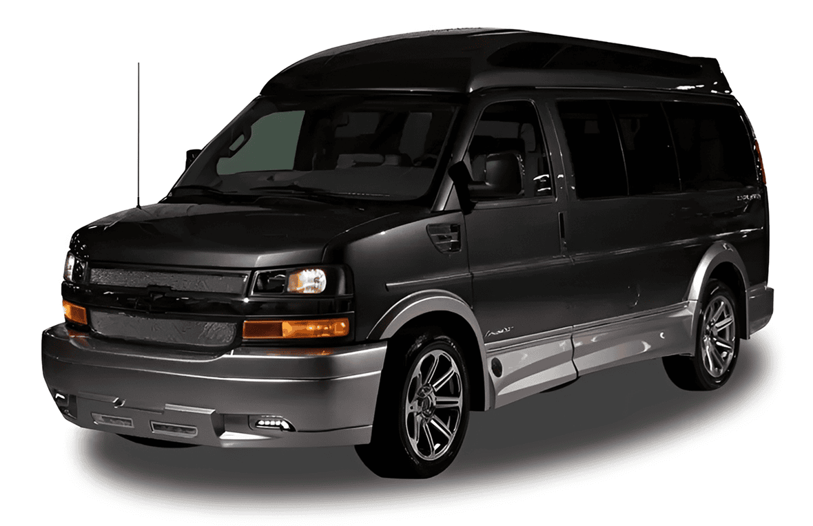 Modern black passenger van